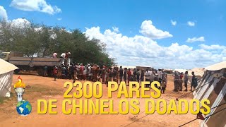 Gideões doa 2300 pares de chinelos para o campo de refugiados de guerra